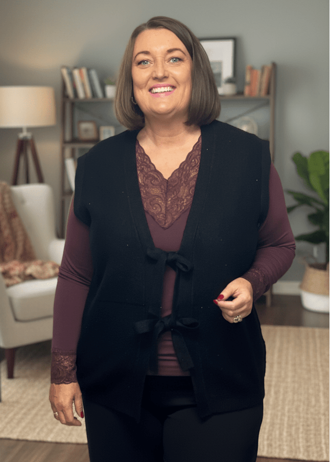 plus size Signature strikket vest Sort i store storrelser