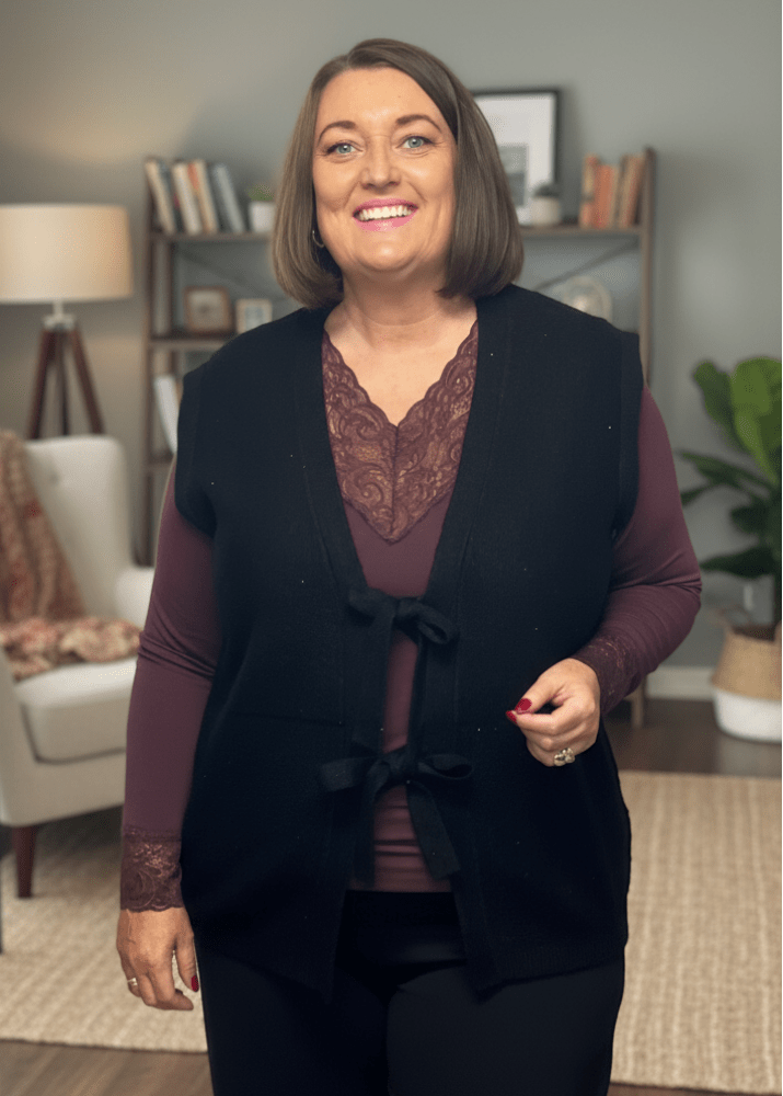 plus size Signature strikket vest Sort i store storrelser