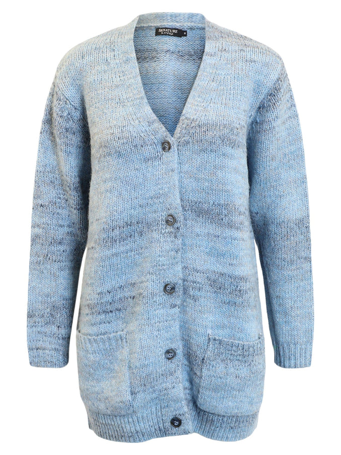 plus size Signature strikketjakke blå i store storrelser
