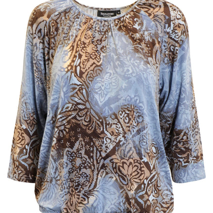 plus size Signature topp blåmønstret i store storrelser