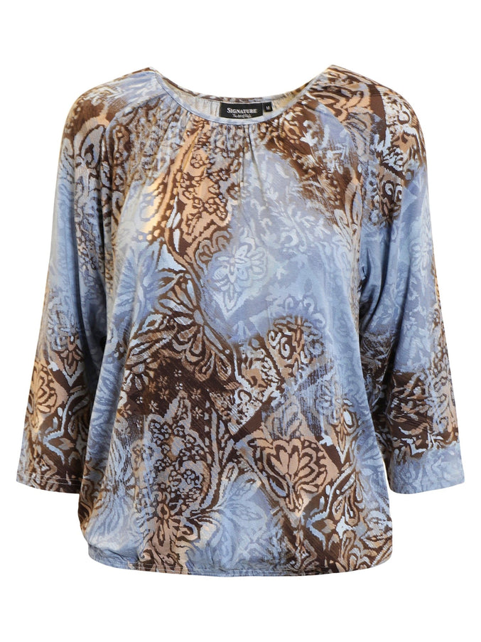 plus size Signature topp blåmønstret i store storrelser