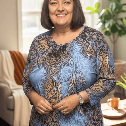 plus size Signature topp blåmønstret i store storrelser