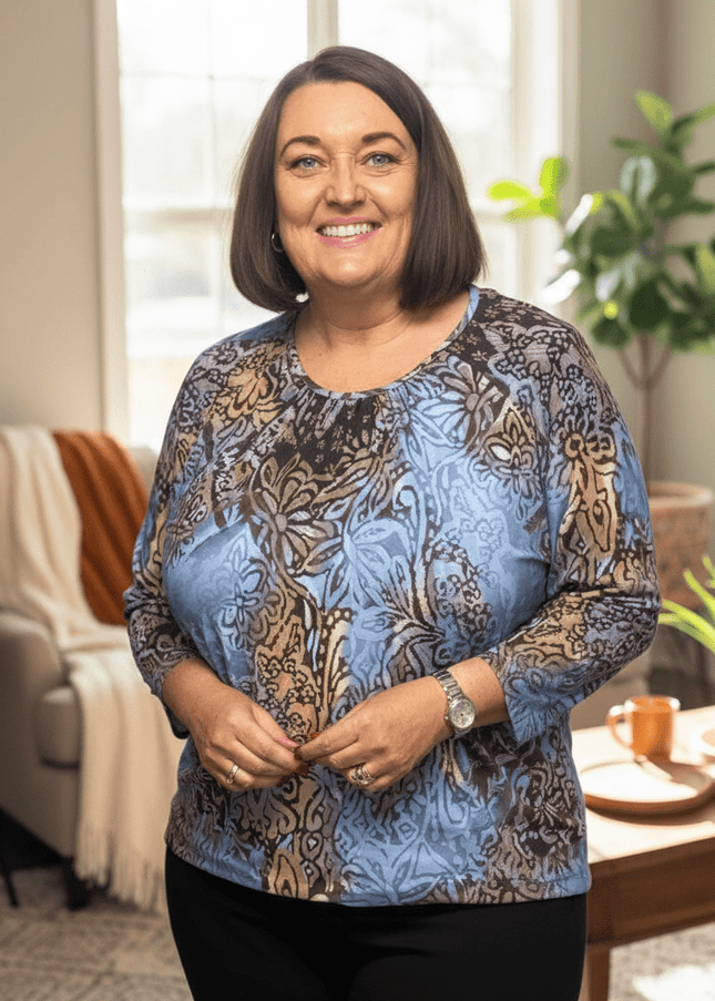 plus size Signature topp blåmønstret i store storrelser