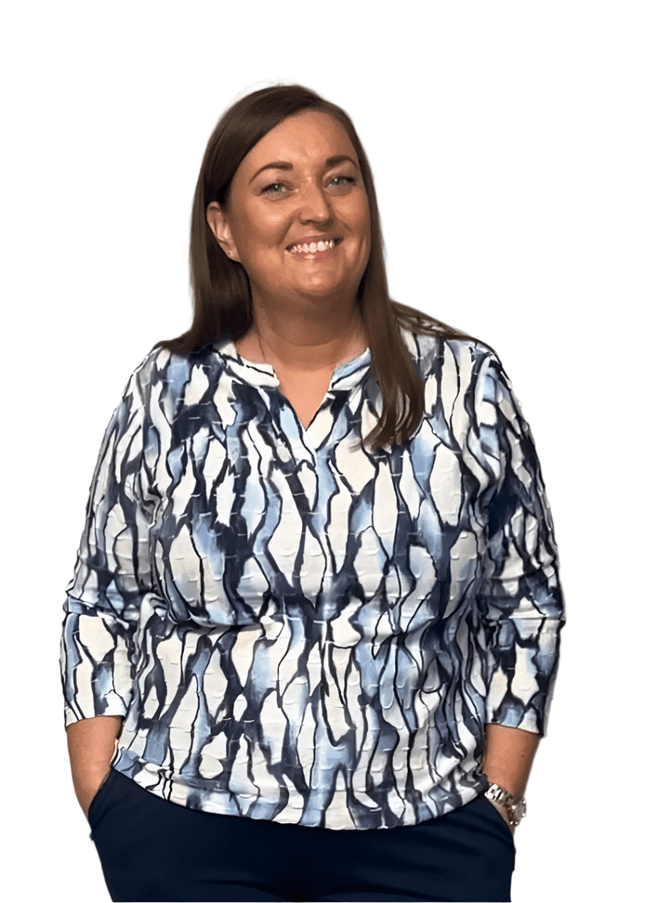 plus size signature topp bomull blå og hvit i store storrelser