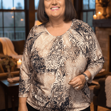 plus size Signature topp brunmønstret i store storrelser