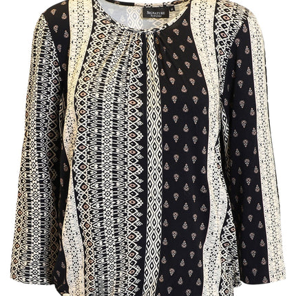 plus size Signature topp sort og beige i store storrelser