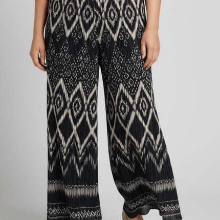 plus size Signature vide bukser mønstret sort og beige i store storrelser