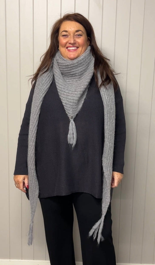 plus size Sister Soul Ullsjal Stella Lys Grå Melert i store storrelser 15-5621- grey