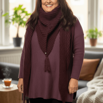 plus size Sister Soul Ullsjal Stella Vinrød i store storrelser 15-5621- wine