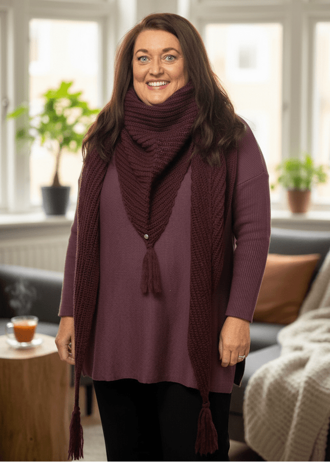 plus size Sister Soul Ullsjal Stella Vinrød i store storrelser 15-5621- wine