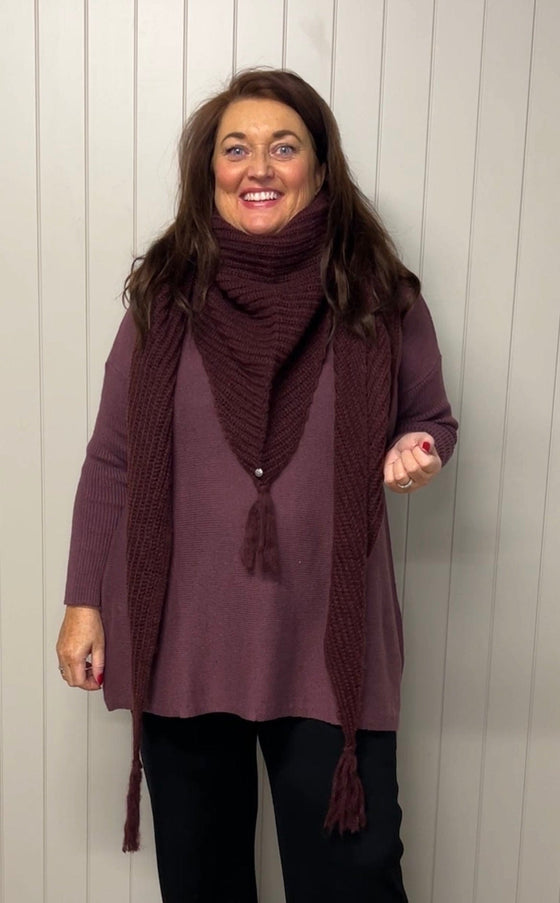 plus size Sister Soul Ullsjal Stella Vinrød i store storrelser 15-5621- wine