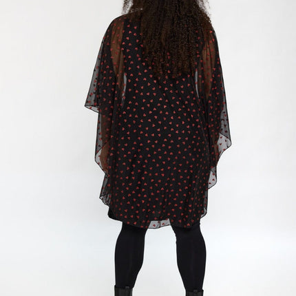 plus size Studio Bianca kjole Sort med røde hjerter i store storrelser