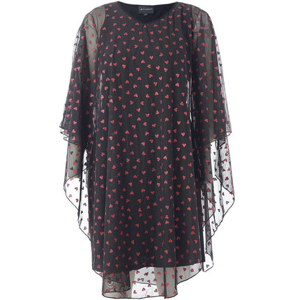 plus size Studio Bianca kjole Sort med røde hjerter i store storrelser