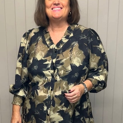 plus size Studio Bonni skjorte grønnmønstret i store storrelser