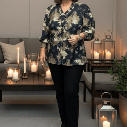 plus size Studio Bonni skjorte grønnmønstret i store storrelser