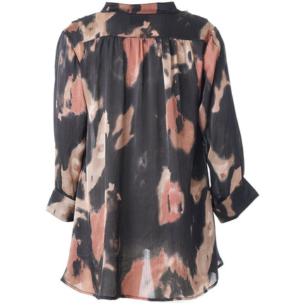 plus size Studio Charlotte Skjorte sort og brun i store storrelser