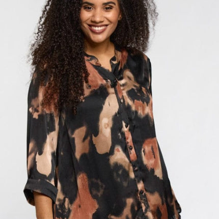 plus size Studio Charlotte Skjorte sort og brun i store storrelser