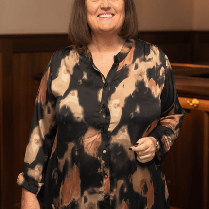 plus size Studio Charlotte Skjorte sort og brun i store storrelser