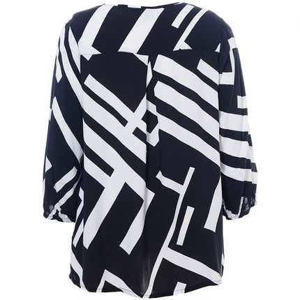 plus size Studio Emmy bluse sort og hvit i store storrelser