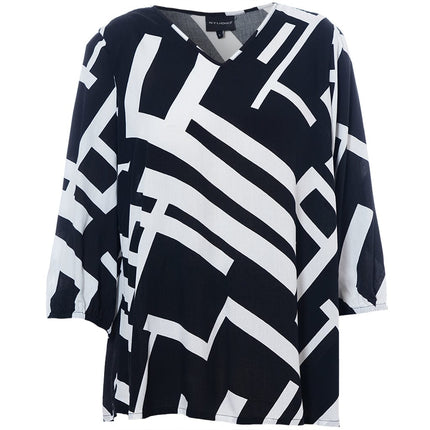 plus size Studio Emmy bluse sort og hvit i store storrelser