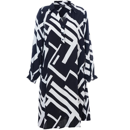 plus size Studio Gunda kjole sort og hvit i store storrelser