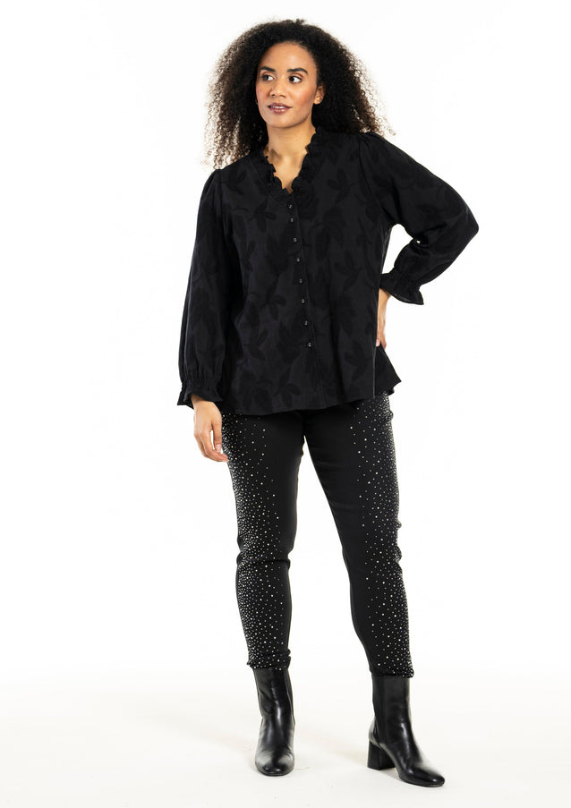 plus size Studio Hannah denim bukse med glitter i store storrelser