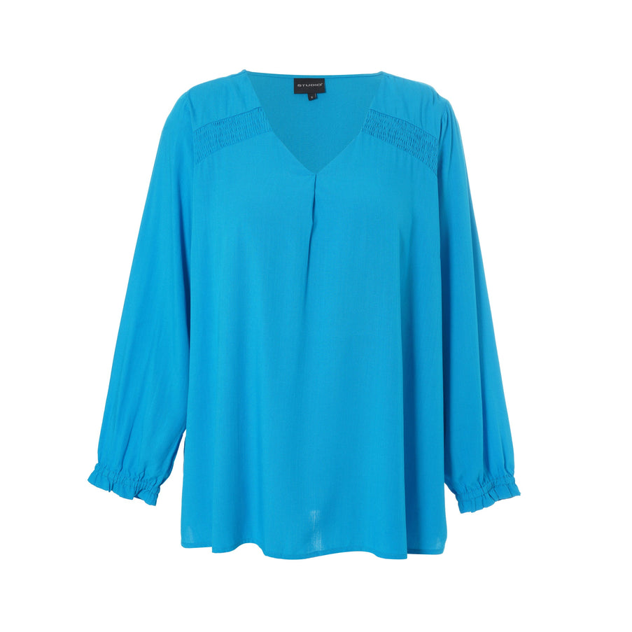 plus size Studio Ingfred bluse turkis i store storrelser