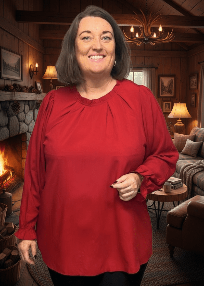 plus size Studio Margrete Bluse Rød i store storrelser