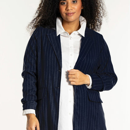 plus size Studio Nyah dressjakke pinstripe blå i store storrelser