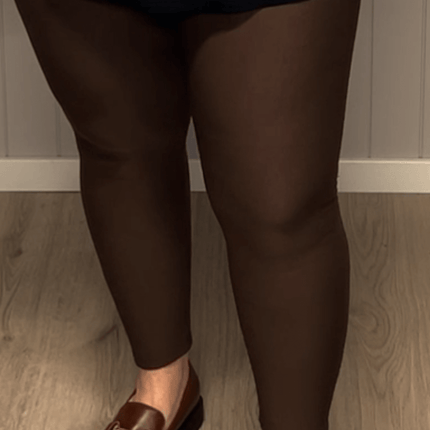 plus size Trofe tights med fleece for Brun i store storrelser