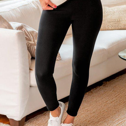 plus size Trofe tights med fleece for sort i store storrelser