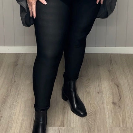 plus size Trofe tights med fleece for sort i store storrelser