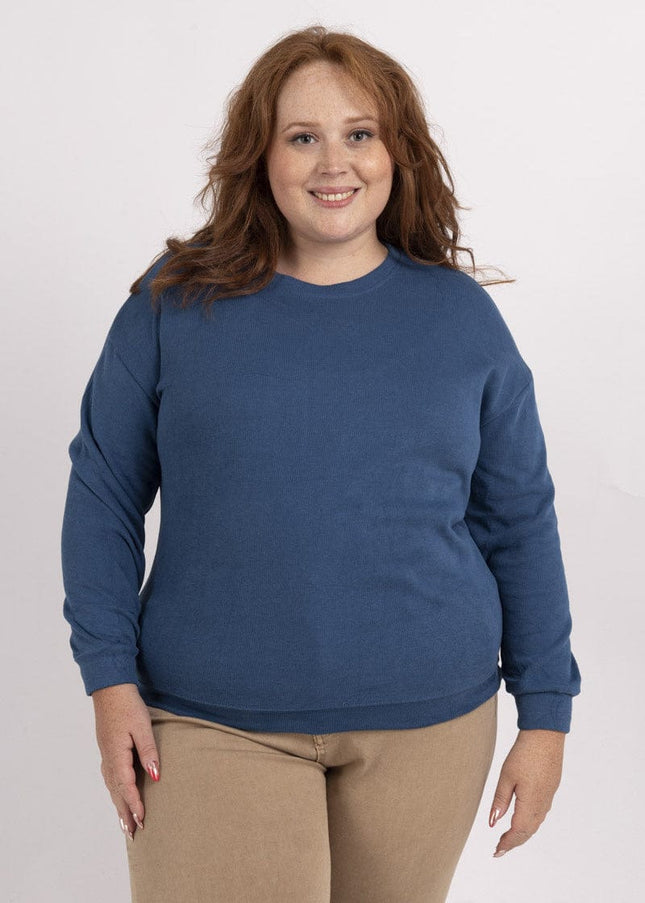 plus size WF Bomull sweatshirt Blå i store storrelser