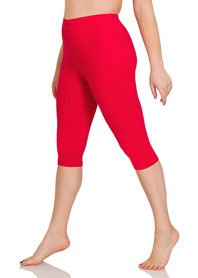 plus size Zena Capri tights bomull Rød i store storrelser