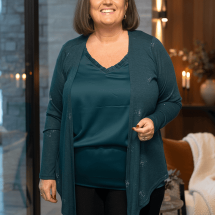 plus size Zhenzi Agar Cardigan Flaskegrønn i store storrelser