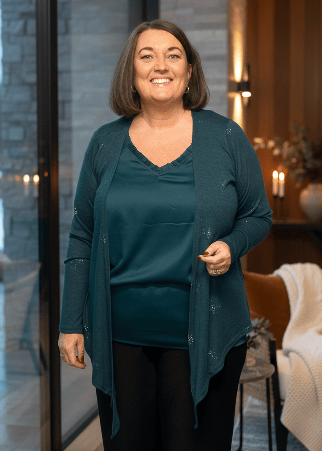 plus size Zhenzi Agar Cardigan Flaskegrønn i store storrelser