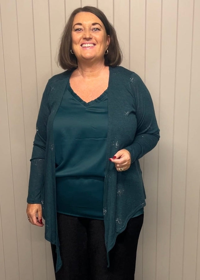 plus size Zhenzi Agar Cardigan Flaskegrønn i store storrelser