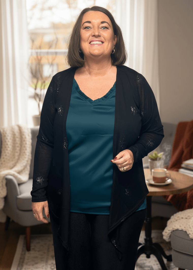 plus size Zhenzi Agar Cardigan Sort i store storrelser