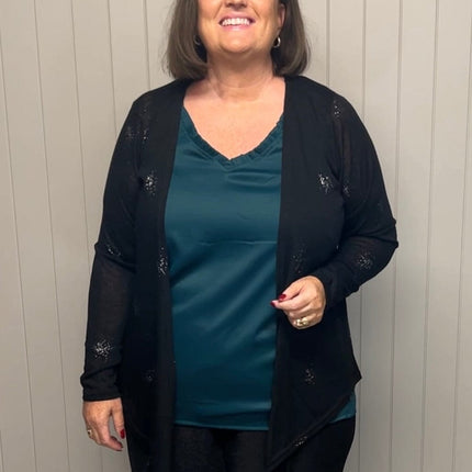 plus size Zhenzi Agar Cardigan Sort i store storrelser