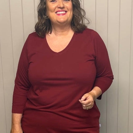 plus size Zhenzi Alberta bomull vinrød i store storrelser