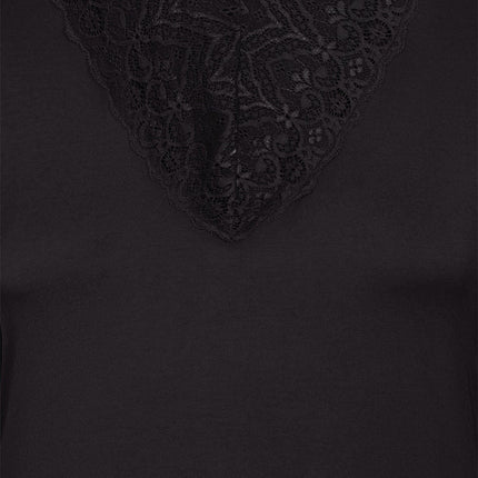 plus size Zhenzi Bambou topp med blonder Sort i store storrelser