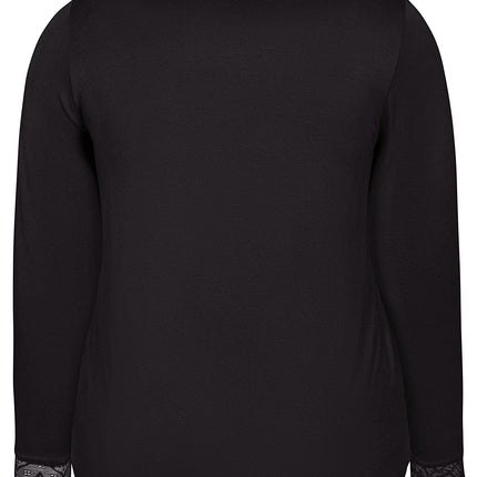 plus size Zhenzi Bambou topp med blonder Sort i store storrelser