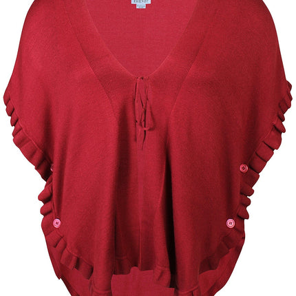 plus size Zhenzi Kogle poncho Rød i store storrelser