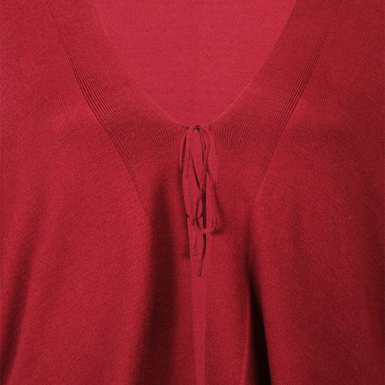 plus size Zhenzi Kogle poncho Rød i store storrelser