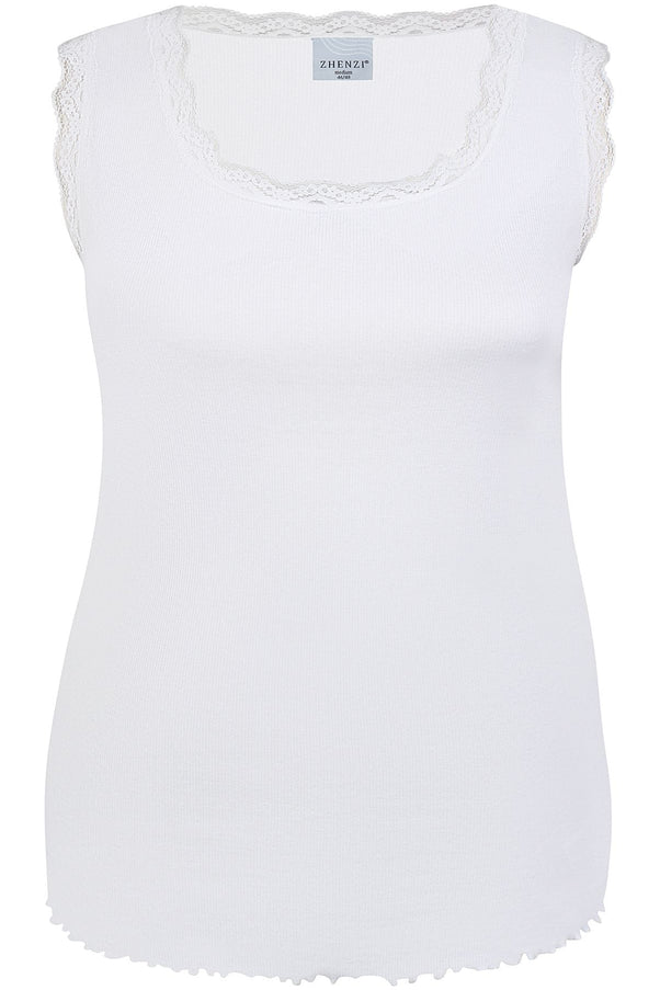 plus size Zhenzi Lara singlet med blonde hvit i store storrelser