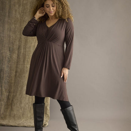 plus size Zhenzi Nyah kjole brun i store storrelser