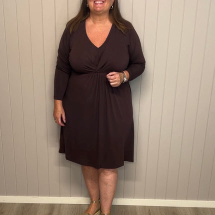 plus size Zhenzi Nyah kjole brun i store storrelser