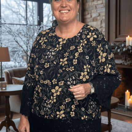 plus size Zhenzi Opha bluse sortprint i store storrelser