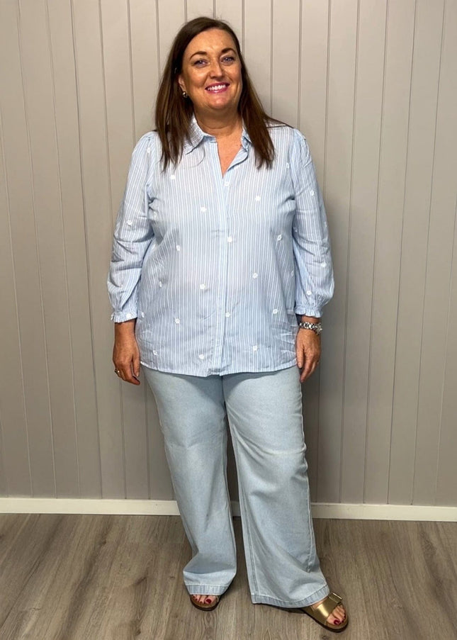 plus size Zhenzi Rupi jeans lyseblå med glitter i store storrelser