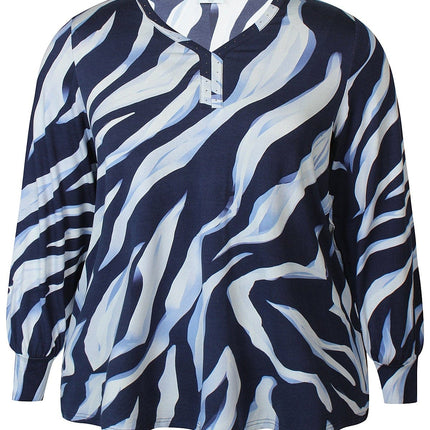 plus size Zhenzi Saia Bluse blå i store storrelser